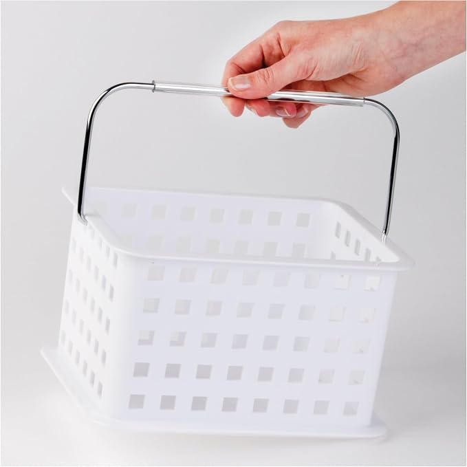 iDesign Portable Shower Caddy Basket with Handle, White | For College Dorm or Bathroom, Made in USA