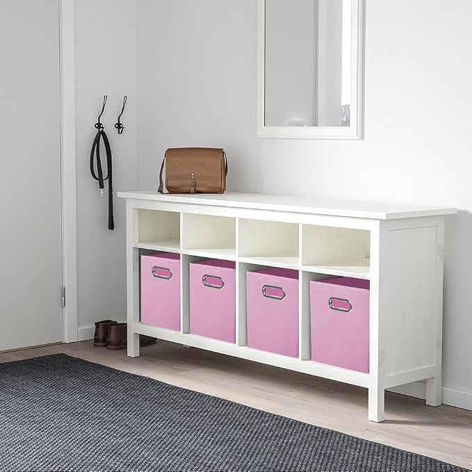 ShellKingdom Storage Bins, Foldable Fabric Storage Cubes with Metal Handle | Cloth Storage Organizer Drawer For Closet And Toys, 11 X 10.5 X 10.5 INCH, 6 Pack (Pink)