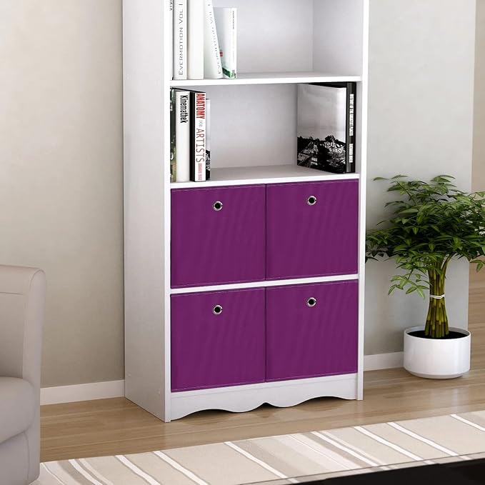 Foldable Storage Cubes Bins ,11 Inch Cloth Storage Cube Fabric Storage Box Cubes Organizer Baskets with Handles for Home Organizer Set of 6 (Purple)