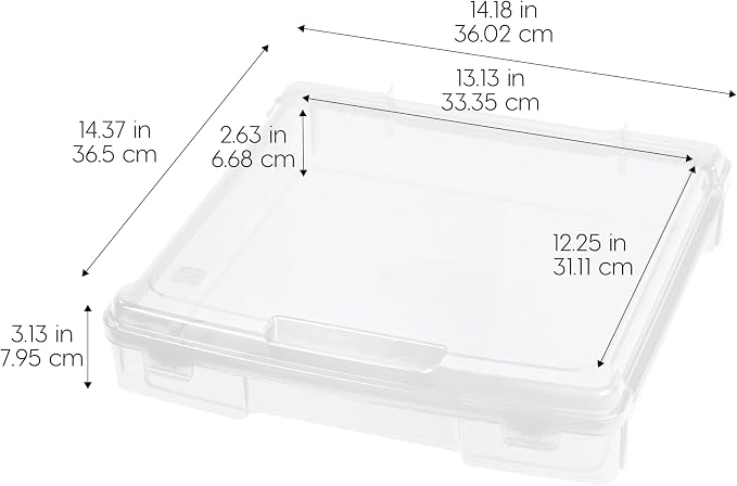 IRIS USA Scrapbook Case |Made in USA| Fits 12"x12" - Thick (6-Pack) - Clear | Portable Plastic Storage Organizers with Built-In Handles for Paper, Art, Board Games, Crafts, Files & Office Supplies