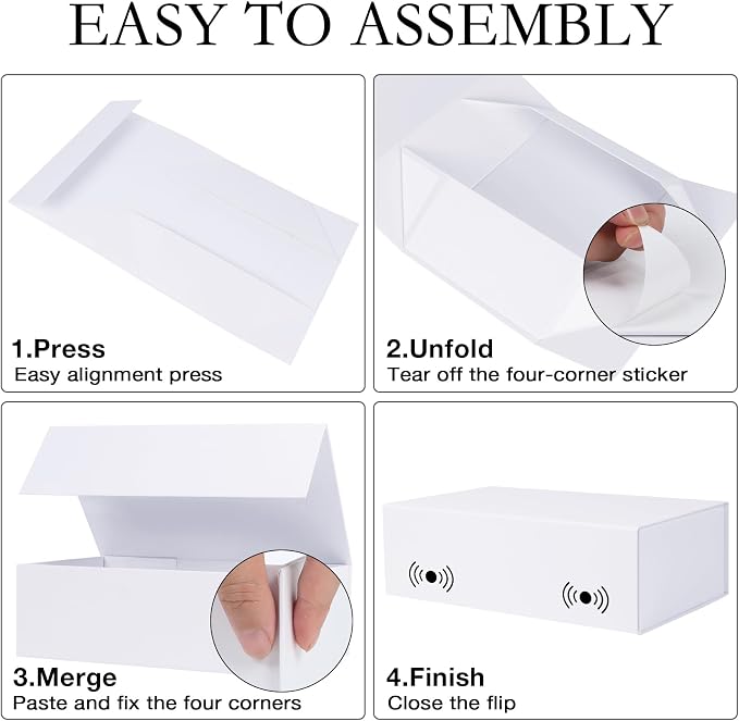 LFBOX White Gift Box with Magnetic Lids 1 Pack | Large Bridesmaid Groomsman Proposal Boxes,13.8x8.3x4.4 in, Collapsible Rectangle Storage Box