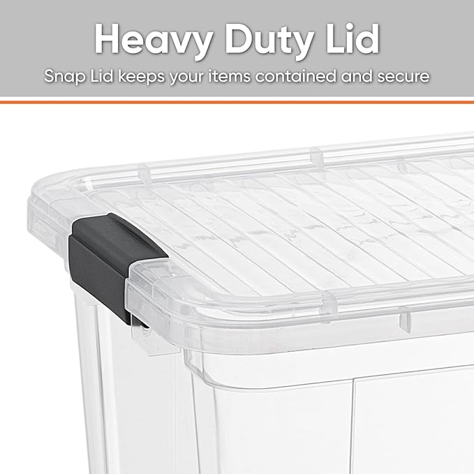 Superio Clear Storage Boxes with Lids, 21 Quart Plastic Container Bins for Organizing, Stackable Crates, BPA Free, Non Toxic, Odor Free, Organizers for Home, Office and Dorm, 4 Pack