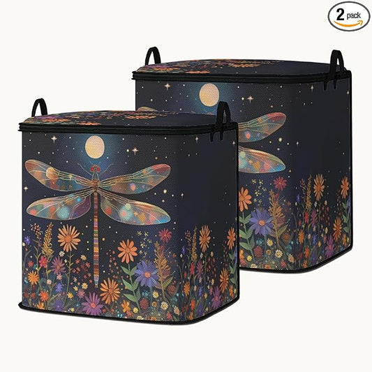 2pcs blanket storage bag for under bed,closet organizers 95L | clothing sweater sheet bedding comforter duvet quilt pillow toy storage bags with lids,dorm room essentials for containers
