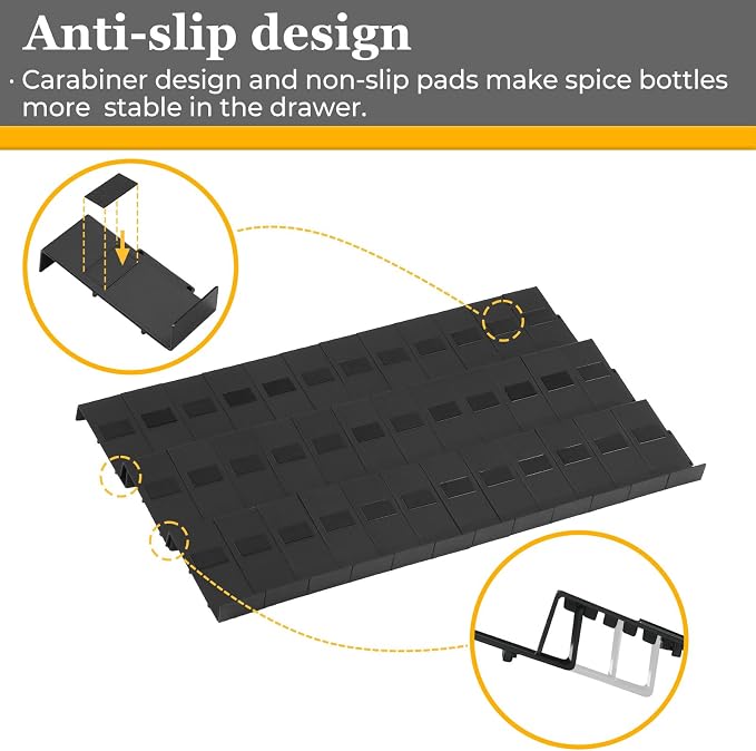 Famhap Spice Drawer Organizer Expandable 48 PCS, Fits 2"-96" Wide Drawer