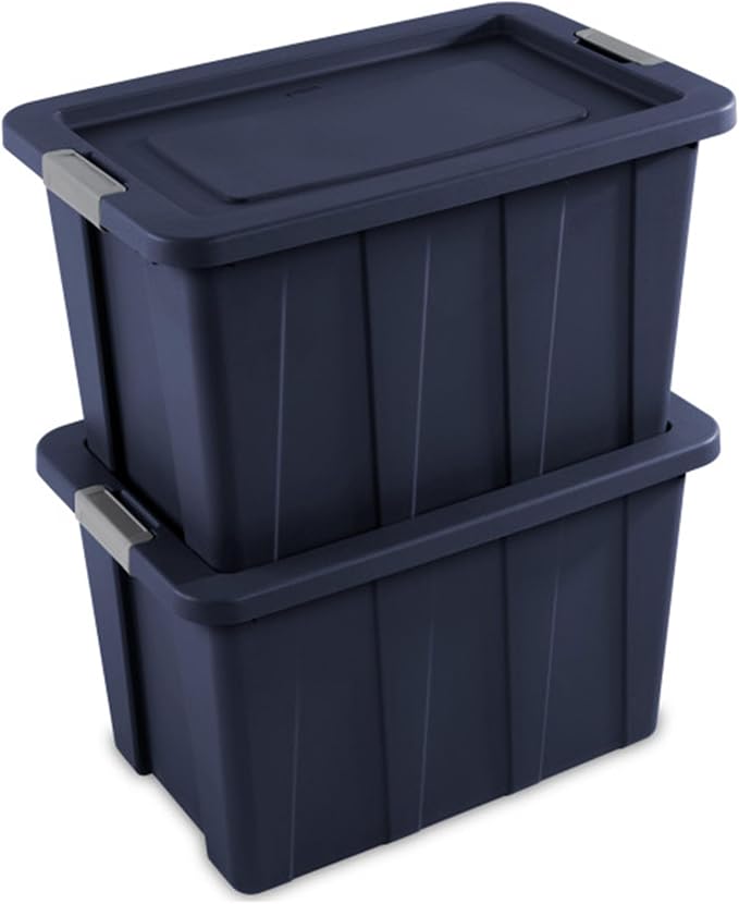 Sterilite 16-Pack Storage Bins with Lids, Heavy Duty Totes, Tuff1, 30 Gallon, Dark Indigo