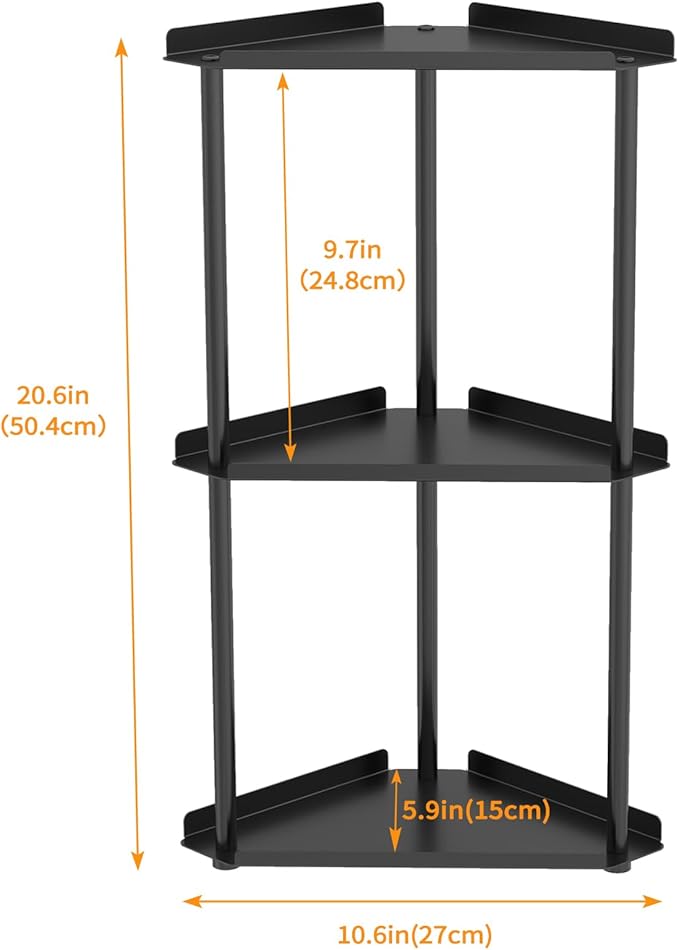 Jesginboo 3 Tier Bathroom Counter Organizer, Vanity Organizer Corner Shelf | Skincare, Makeup Countertop Organizers, Kitchen, Bathroom Counter Storage, Black