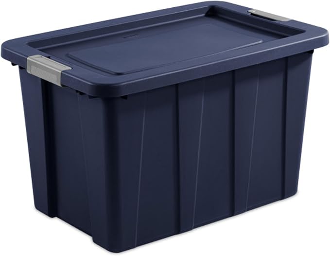 Sterilite 16-Pack Storage Bins with Lids, Heavy Duty Totes, Tuff1, 30 Gallon, Dark Indigo