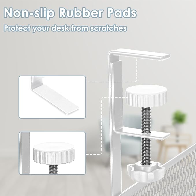 Cable Management Under Desk, Under Desk Cable Management Tray | No Drill Cable Tray, Metal Mesh Cord Organizer, cable organizer with Clamp for Standing Desk, Desk Organizer for Home Office