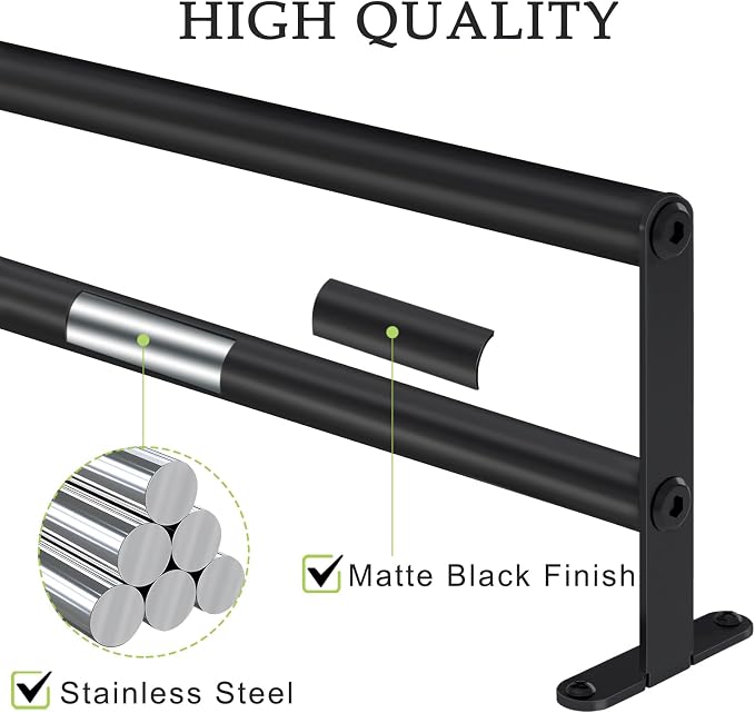 Double Towel Bar, 32 Inch Towel Racks for Bathroom, Stainless Steel Bathroom Towel Holder, Towel Rack Wall Mounted Towel Hanger Towel Rod, Matte Black