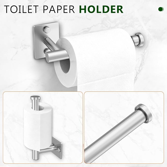 5 Pieces Bathroom Hardware Accessories Set Brushed Nickel Towel Bar Set Stainless Steel Towel Racks for Bathroom,Wall-Mounted 23.6 inch
