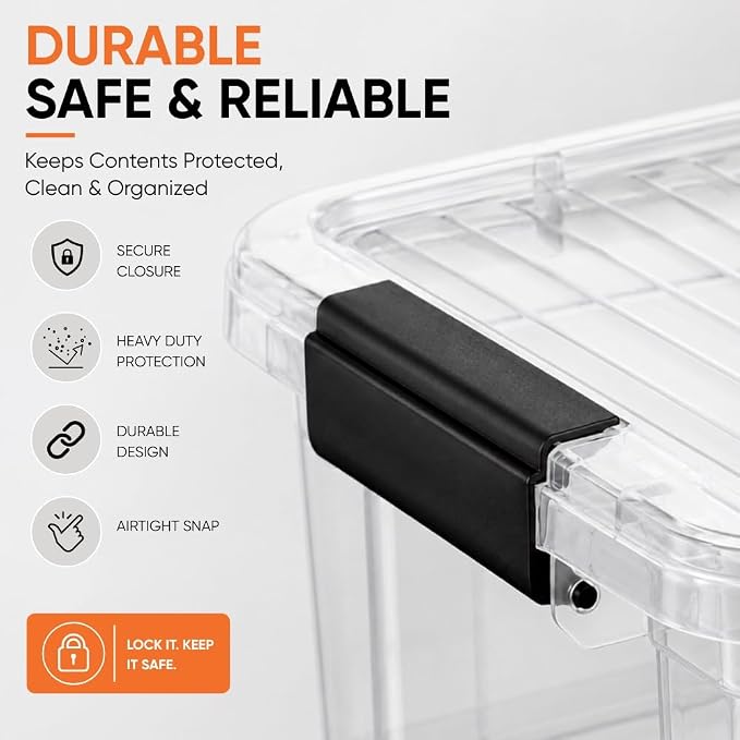 Superio Deep Storage Organizer Bin with Lid X-Deep Small Clear Storage Box with Latch for Home, Kitchen, Garage- Store, Food, Supplies, and Hair Accessories (4.75 Quart)