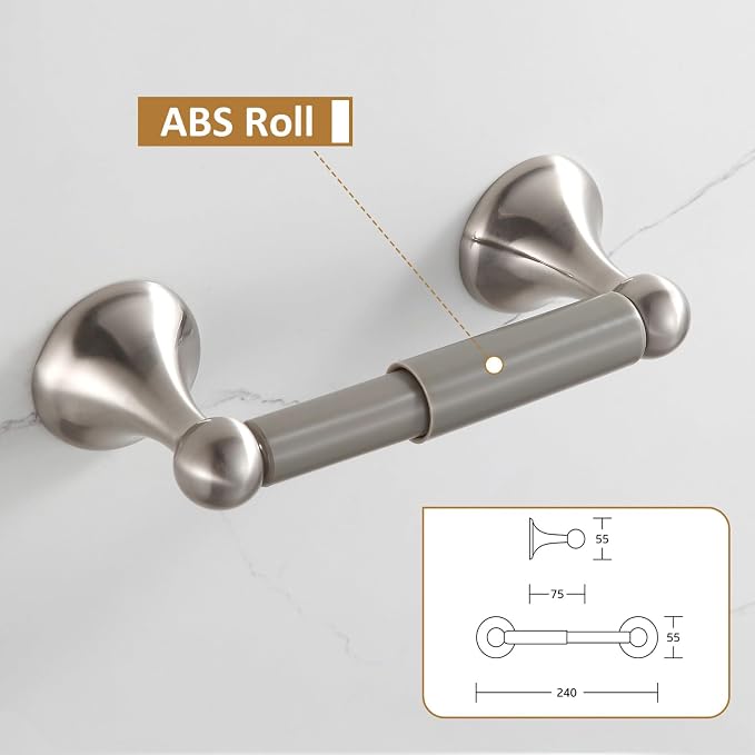 BGL Bathroom Accessories Set, Glossy Stain Nickel Expandable Towel Bar 4-Piece Bathroom Accessory Set Wall Mounted Towel Ring Robe Hook Toilet Paper Holder Towel Holder