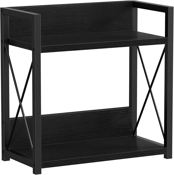 Giikin Kitchen Countertop Organizer, 2 Tier Coffee Bar Organizer, Black Spice Rack for Counter, Kitchen Counter Shelves, Particleboard,15.8" L x 7.9" W x 15.8" H (Black, L)