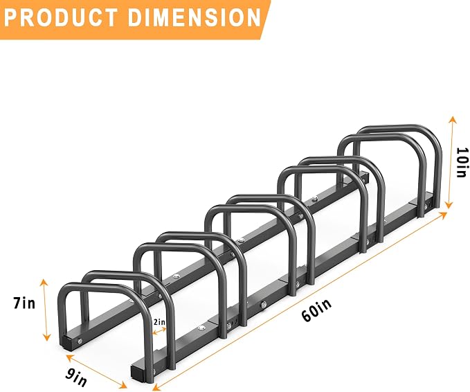 Bike Storage Rack for Garage, 5 Bikes Floor Bike Stand, Bicycle Parking Holder Stand for Indoor/Outdoor, Fit 22-28" Wheel Tire Width 2.1"