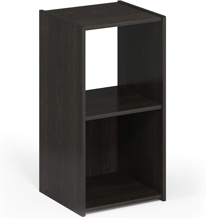 Furinno Pelli Cubic Storage Cabinet, 2x1, Espresso | 12.2 x 11.6 x 24.2, Open & Closed Back Cubes, Storage Organizer Cabinet, for Living Room, Bedroom, Home Office