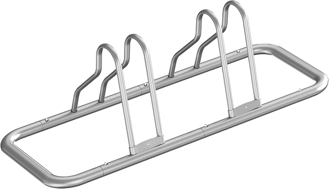 Simple Houseware 2-Bike Adjustable Floor Storage Rack for Garage, Silver | Bicycle Parking Stand Organizer for Road and Kids Bikes