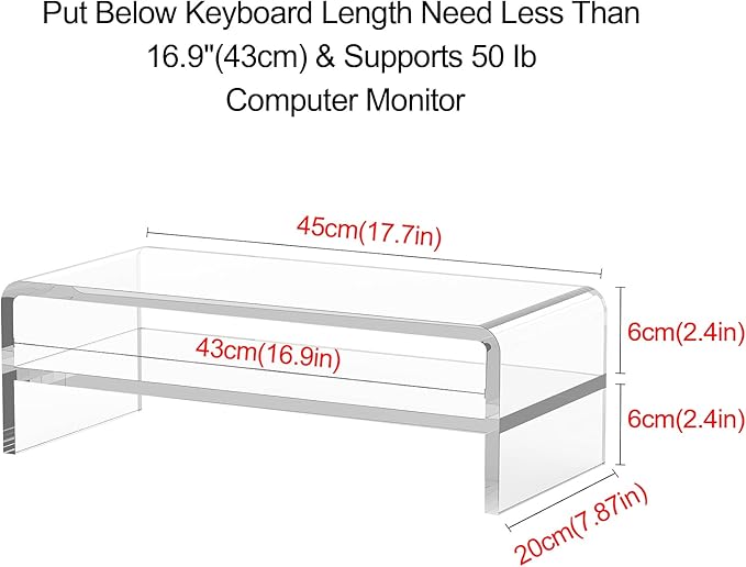 Egchi Acrylic Monitor Stand,2 Tiers Computer Monitor Riser(18x8x5.5 inches),Computer Stand/Monitor Riser for Office,School,Home,Laptop Stand Desktop Stand for Keyboard Storage&Printer TV Screen | Computer Stand, Monitor Riser, for Office,School,Home,La...