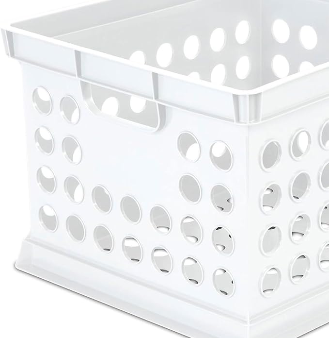 Sterilite Storage Crate Bin File Organizer for Home & Office, White, 6-Pack | Heavy-Duty and Stackable Plastic Boxes and Containers for Desk, Cabinet, Dorm, Garage, or Utility Organization