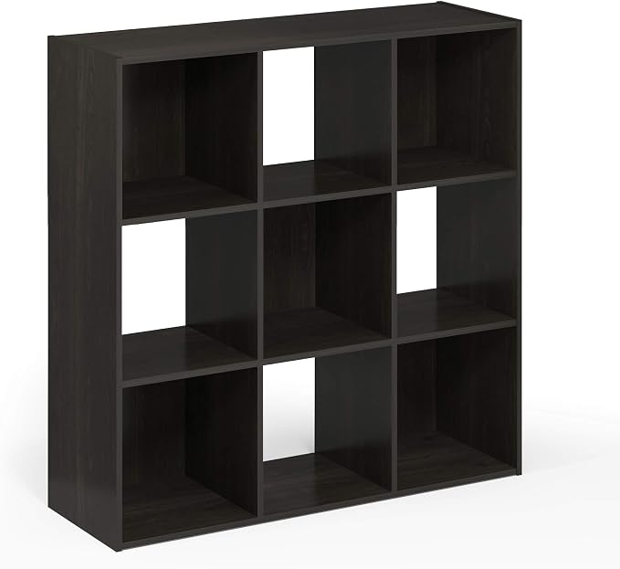 Furinno Pelli Cubic Storage Cabinet, 3x3, Espresso | 11.6 x 36.3 x 35.7, Open & Closed Back Cubes, Storage Organizer Cabinet, for Living Room, Bedroom, Home Office