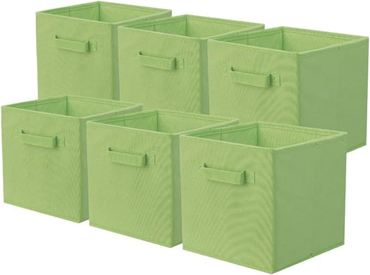 ShellKingdom Storage Bins, Foldable Fabric Storage Cubes And Cloth Storage | Storage Organizer For Closet And Toys, 10.5x10.5x11 INCH, 6 Pack (Green)