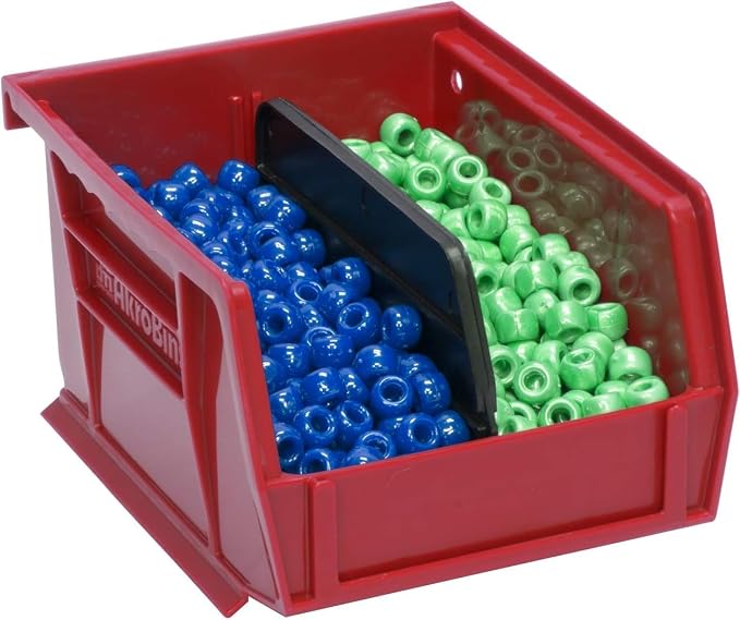 Akro-Mils 30210 AkroBins Plastic Storage Bins, 5"x4"x3", Red, 24-Pack | Space-Saving Stackable Bins for Garage, Pantry, Craft Organization