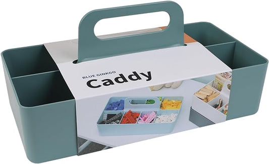 BLUE GINKGO Stackable Organizer Caddy, Long, Green, Made in Korea | Portable. Adjustable. Home, Office & School Storage.