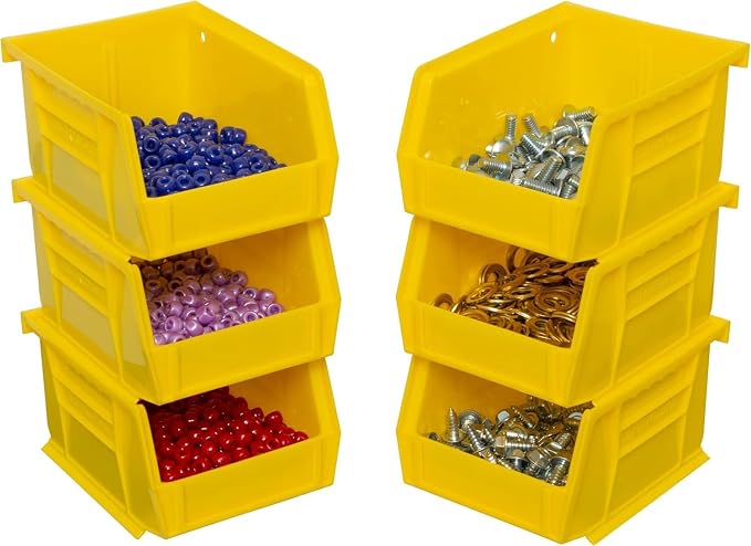 Akro-Mils 30210 AkroBins Plastic Storage Bins, 5"x4"x3", Yellow, 24-Pack | Space-Saving Stackable Bins for Garage, Pantry, Craft Organization