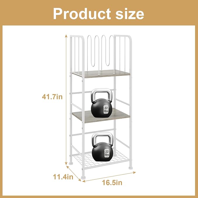 3-Tier Freestanding Towel Racks for Bathroom, White Towel Rack Stand | Detachable M-shaped Dividers for Bath Towel Storage Premium Iron & Wood Holder Crafted for Bathroom Organization