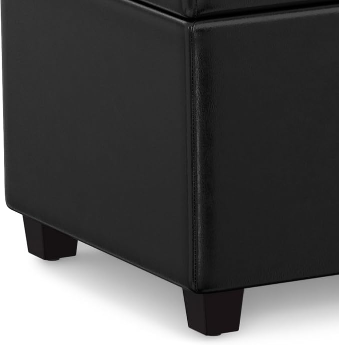 SIMPLIHOME Castleford 48" Wide Linen Look Fabric Storage Ottoman in Grey | Contemporary lift-top ottoman with high-density foam; rectangle storage bench or coffee table for living room or entryway.