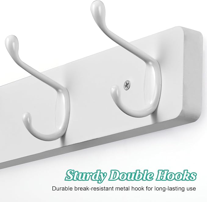 OUTNILI 2 Pack Coat Rack Wall Mount - White Coat Hooks Wall Mounted for Sunglasses Jackets Hats Purse Dog Leashes Towels - Coat Hanger for Entryway Closet Mudroom Laundry Room Bathroom