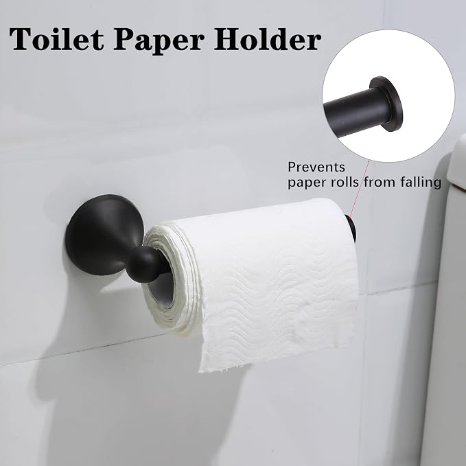 4 Piece Antique Bathroom Hardware Accessories Set Matte Black,24 Inch Towel Bar Set,Towel Rack Set,Bathroom Towel Holder Set