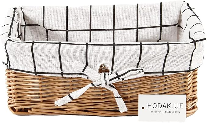 Wicker Storage Basket, Rectangular Storage Basket，Natural and Decorative, Arts and Crafts. (Natural)