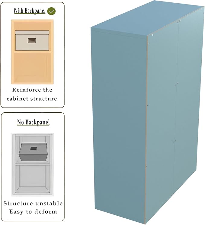 OSCHF 6-Cube Storage Shelf Bookcase, Light Blue | Wooden 3-Tier Open Bookshelf, Fits 11×11" Bins, Vertical or Horizontal Use, Full Back Panels, For Home Office