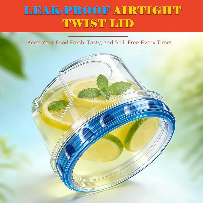10 Pack 17oz Reusable Freezer Storage Containers with Twist Top Lids Airtight, Clear Plastic Food Storage Meal Prep Containers for Leftover Lunch Fruit Salad Snack, Small Soup Container Microwave Safe