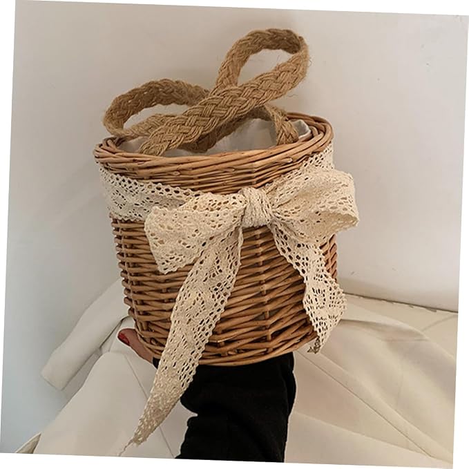 PRETYZOOM Woven Storage Basket Decorative Weaving Rustic Hand-woven Flower Basket for Weddings Picnics and Home Organization Lightweight and Multi-functional Design
