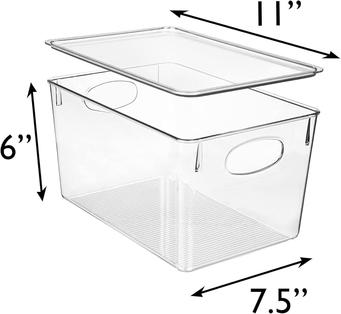 CLEARSPACE Plastic Storage Bins With lids – Perfect Kitchen Fridge Organizer, Pantry Organization, Cabinet Organizers (8 Pack)