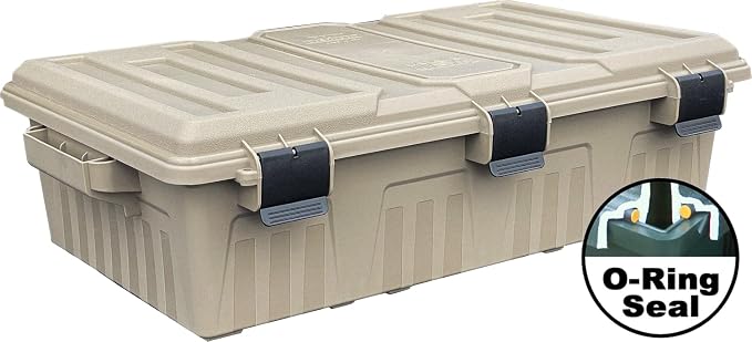MTM ACDC50, Divided Ammo Crate Utility Box, Water Resistant, Ammo Storage Box, Lockable Storage Keeping Ammo Safe, Survival or Hunting Gear, Made in USA, Dark Earth