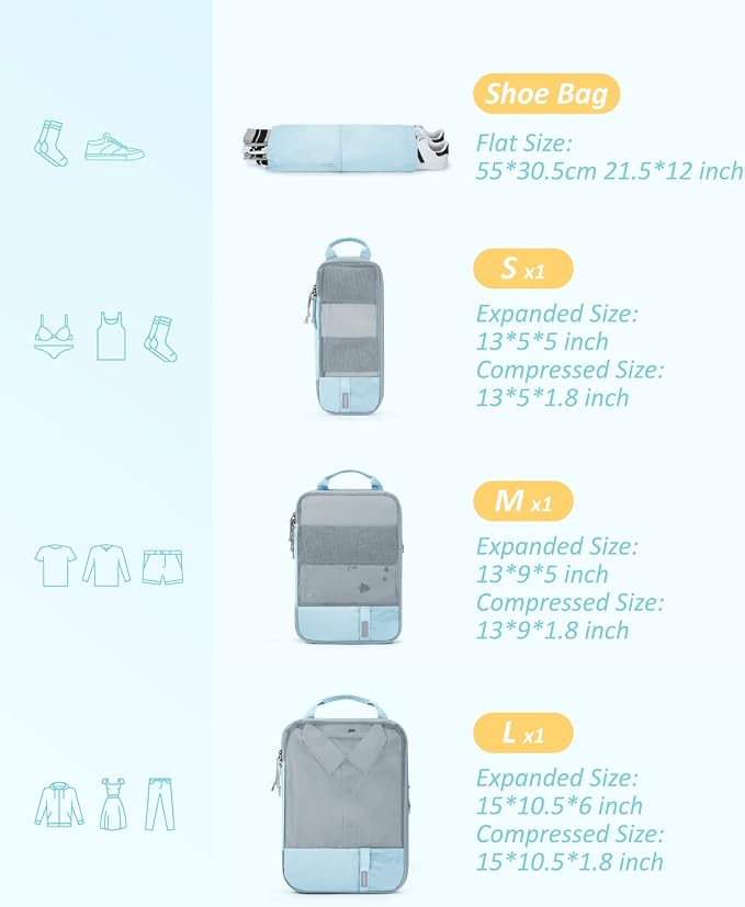 BAGSMART Compression Packing Cubes for Travel Essentials | 14 Set /6 Set /4 Set/2 Set, Lightweight, Durable