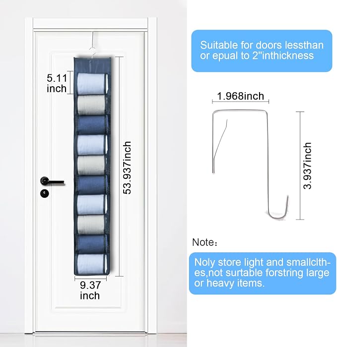 Hanging Storage Legging Organizer for Wardrobe 20 Pockets Grey | Hang on rod, behind door, Clear-view pockets keep leggings, jeans, scarves visible. Space-saving for bedroom, dorm, apartment