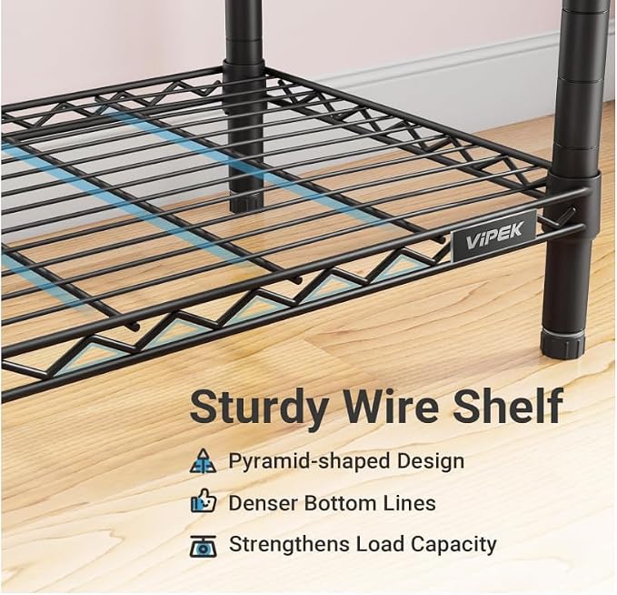 VIPEK X2 Expandable Clothes Rack Portable Closet Organizer System Black | Heavy Duty Closet Racks Adjustable from 3'3" to 4'8" with Shelves and Hanger Rods Reach-in Clothing Rack for Hanging Clothes