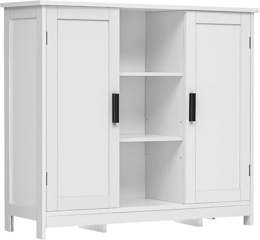 Iwell Storage Cabinet with 2 Doors and 4 Storage Shelves, Buffet Cabinet, Bathroom Cabinet for Living Room, Entryway, Home Office, White