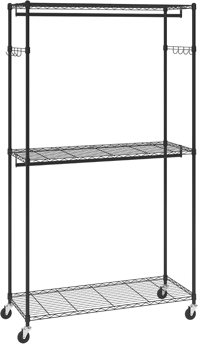 VEVOR Clothing Garment Rack, Heavy Duty Closet Wardrobe, Adjustable Tiers Clothes Racks with Steel Frame, for Bedroom, Clothing Store, Hallway