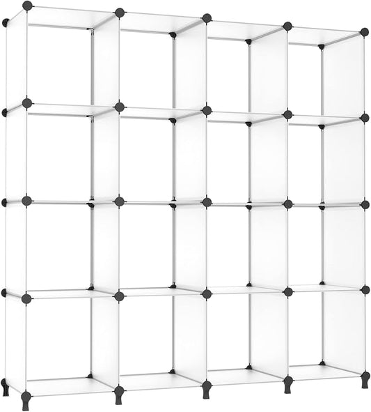 AWTATOS Cube Storage Organizer, 16 Cube Closet Organizer, Transclucent | Stackable Storage Cube Shelves, DIY Portable Closet Clothes Organizer, Plastic Shelving for Bedroom, Wardrobe, Bathroom