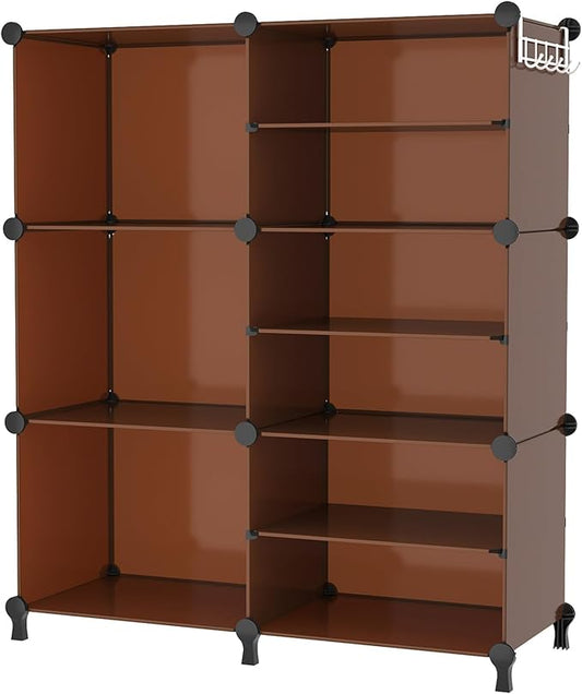 AWTATOS Closet Organizer 6 Cube Storage Shelves, Cocoa Brown | Portable Closet Clothes Organizers Storage Shelf DIY Stackable Cubby Shelving for Closet Bedroom Living Room Office