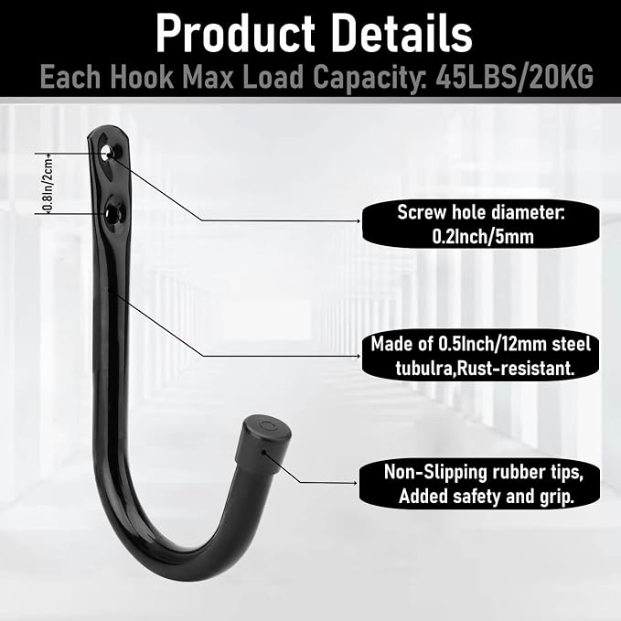 Garage Hook, 20Pcs Wall Mount Utility Hooks, 3.5Inch Heavy Duty Storage J Hanger