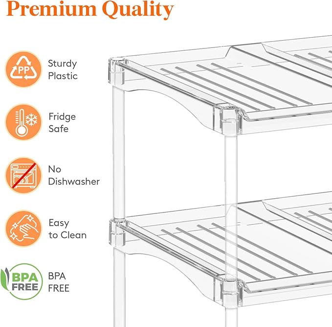 Lifewit Stackable Bottle Storage Organizer, Clear Freestanding Wine Holder for Cabinet, Large Slot Water Bottle Tumbler Cup Organizer for Pantry, Plastic Wine Rack for Fridge Cellar, 3Tier Hold 12