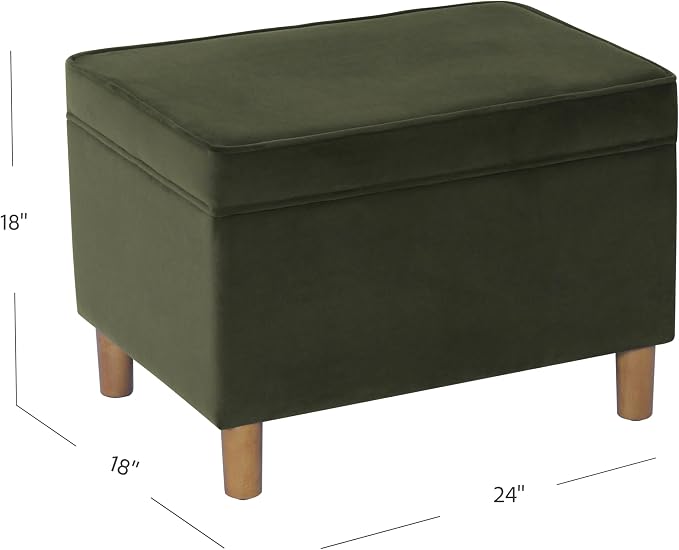 Spatial Order 24" Dinah Collection Storage Ottoman - Loden Green Velvet