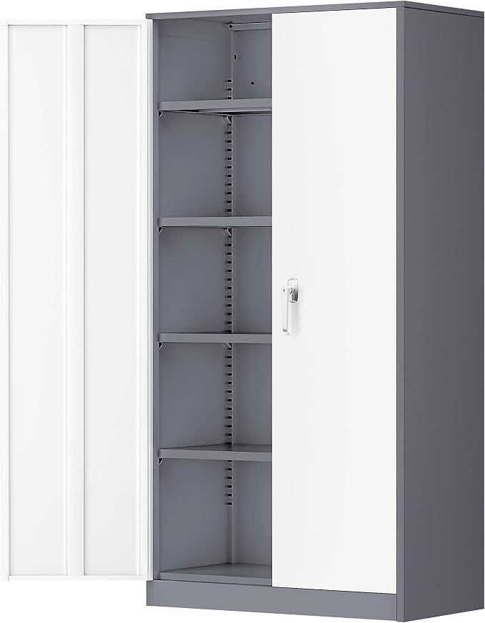 Greenvelly Metal Garage Storage Cabinet, 72" Locking Metal Cabinet with Doors and Adjustable Shelves, Steel Tool Cabinets, File Cabinet for Home Office, Garage (36" W x 18" D)