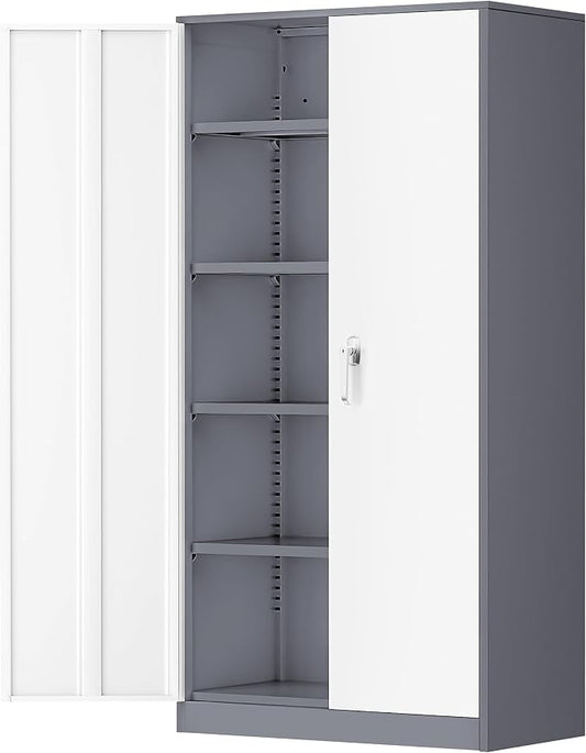 Greenvelly Metal Garage Storage Cabinet, 72" Locking Metal Cabinet with Doors and Adjustable Shelves, Steel Tool Cabinets, File Cabinet for Home Office, Garage (36" W x 18" D)