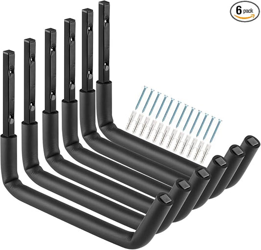 Garage Storage Heavy Duty Utility Hooks, 12 Inch Wall Mount Storage Hanger Organizer for Hanging Tool, Chairs, Hoses, Ladder, Bulk Items, Ropes, Bike